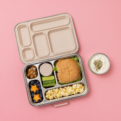 Five Compartment Leakproof Stainless Steel Lunchbox - Oatmeal