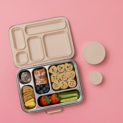 Five Compartment Leakproof Stainless Steel Lunchbox - Oatmeal