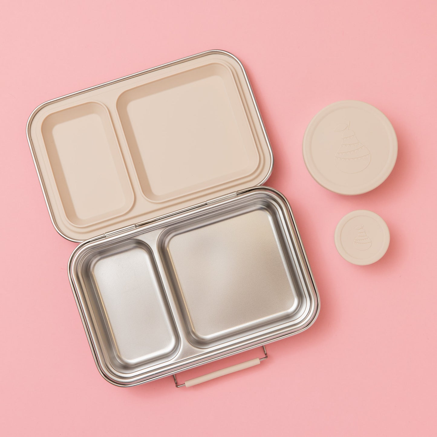 Two Compartment Leak Proof Stainless Steel Lunchbox - Oatmeal