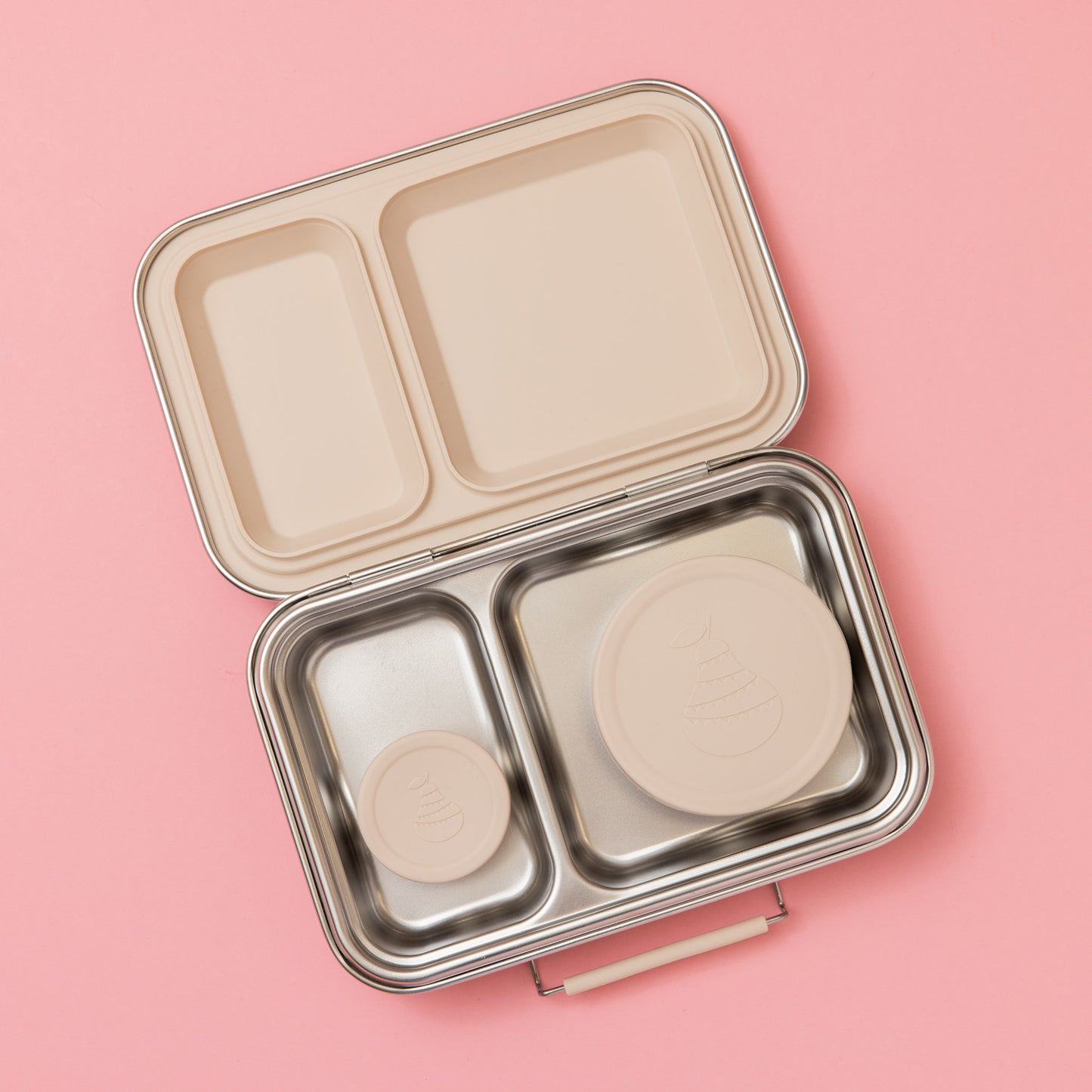 Two Compartment Leak Proof Stainless Steel Lunchbox - Oatmeal