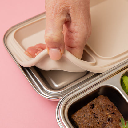 Two Compartment Leak Proof Stainless Steel Lunchbox - Oatmeal