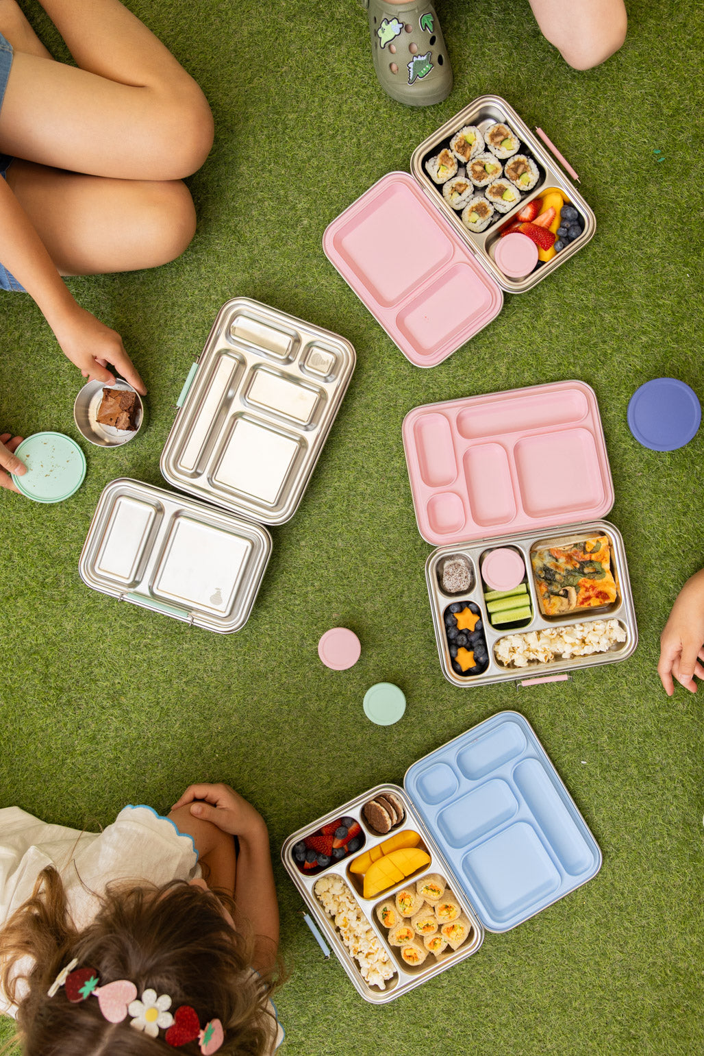 Five Compartment Leakproof Stainless Steel Lunchbox - Pink