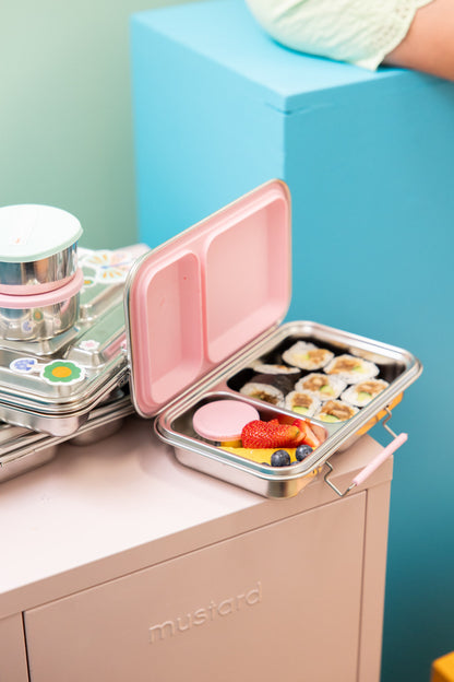 Two Compartment Leak Proof Stainless Steel Lunchbox - Pink