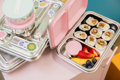 Two Compartment Leak Proof Stainless Steel Lunchbox - Pink