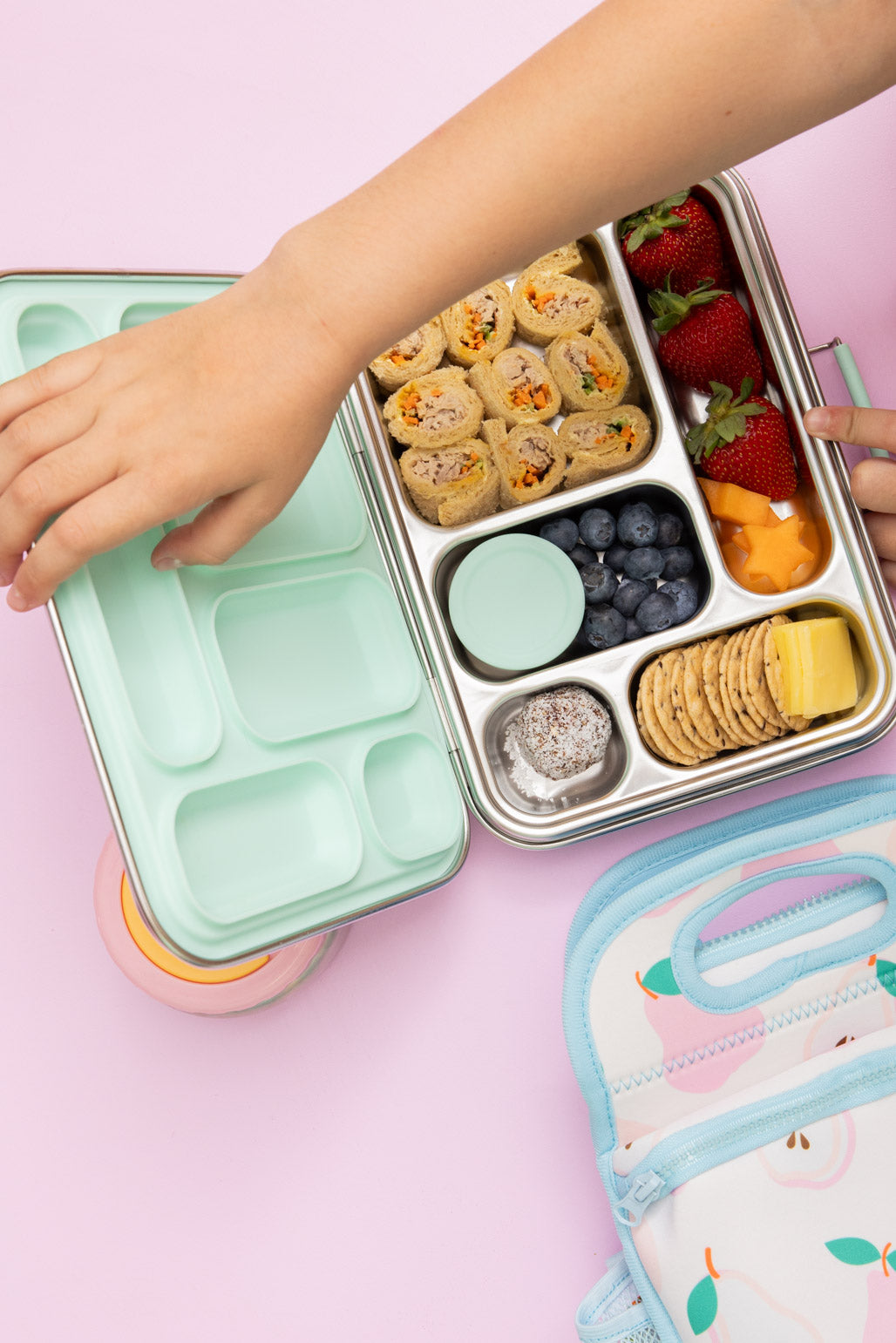 Five Compartment Leakproof Stainless Steel Lunchbox - Mint