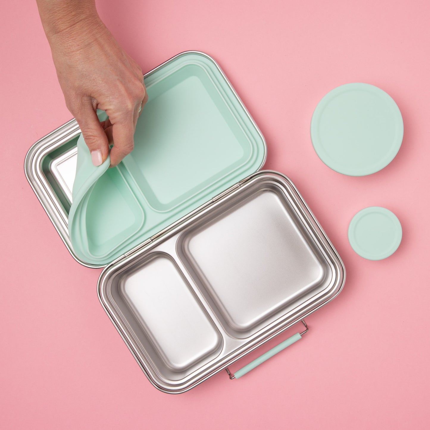 Two Compartment Leak Proof Stainless Steel Lunchbox - Mint