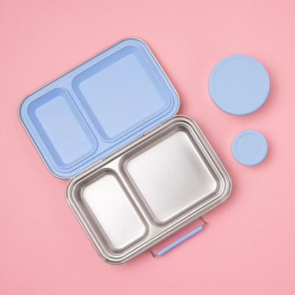 Two Compartment Leak Proof Stainless Steel Lunchbox - Blue