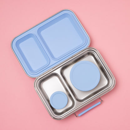 Two Compartment Leak Proof Stainless Steel Lunchbox - Blue