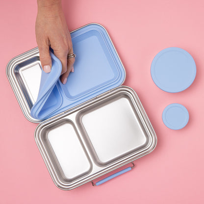 Two Compartment Leak Proof Stainless Steel Lunchbox - Blue