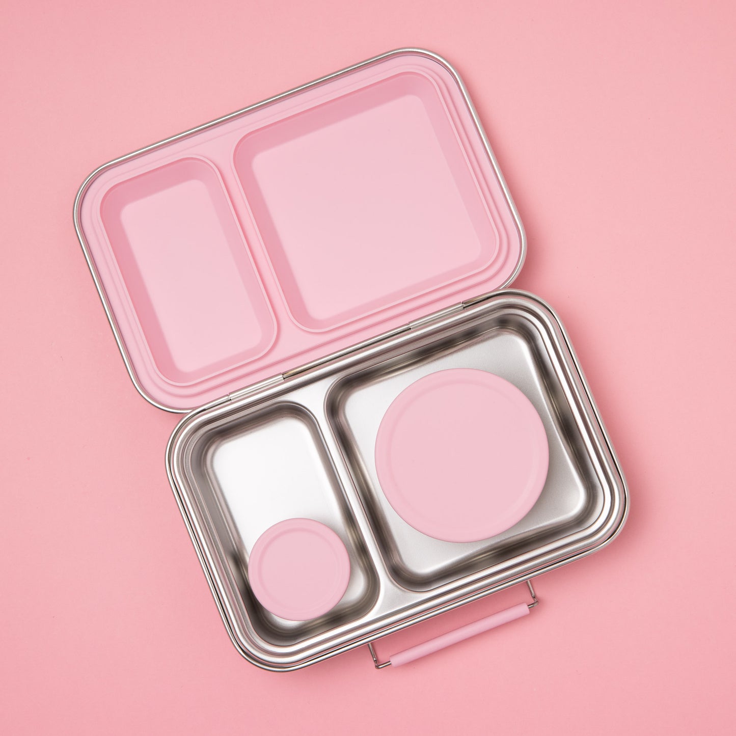 Two Compartment Leak Proof Stainless Steel Lunchbox - Pink