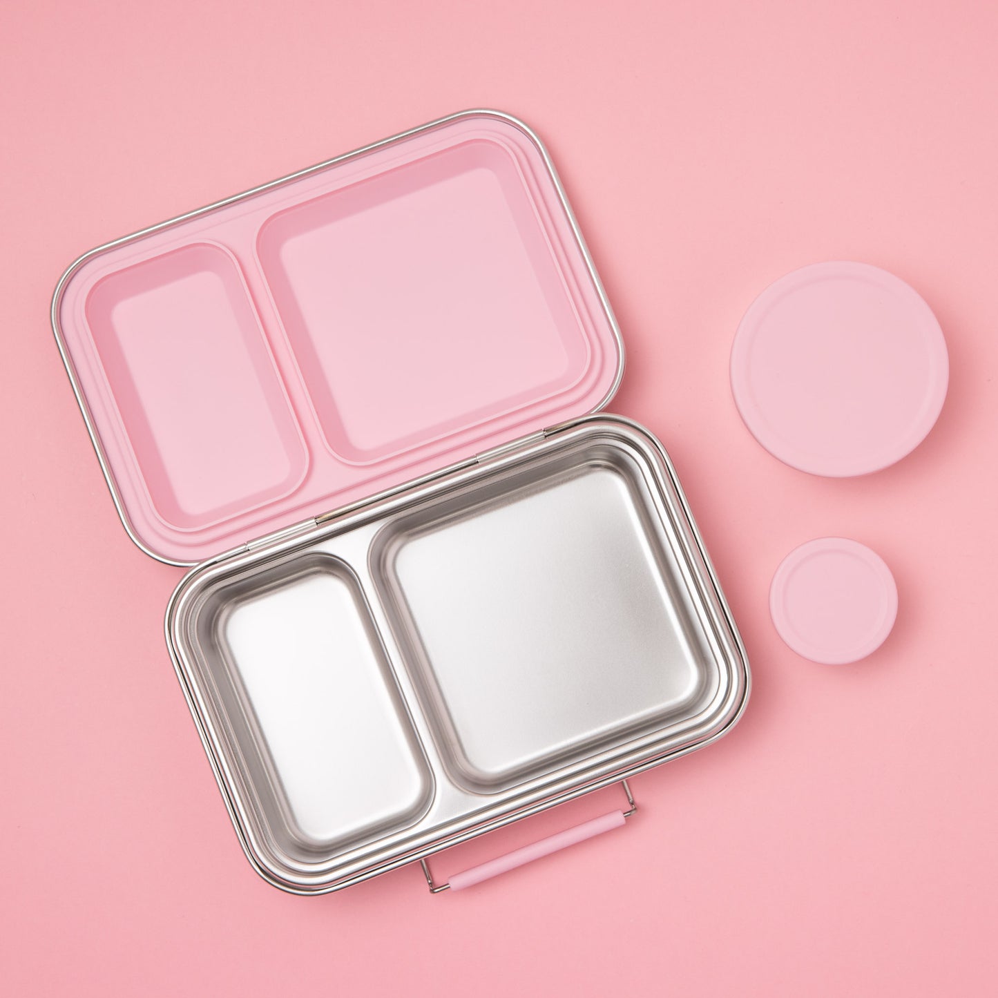 Two Compartment Leak Proof Stainless Steel Lunchbox - Pink
