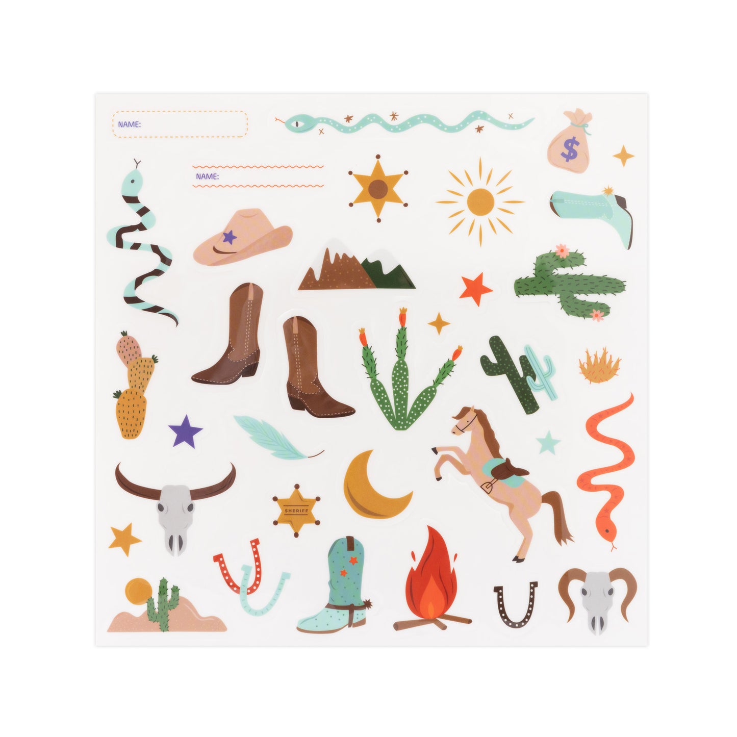 Reusable Lunch Box Stickers - Wild West