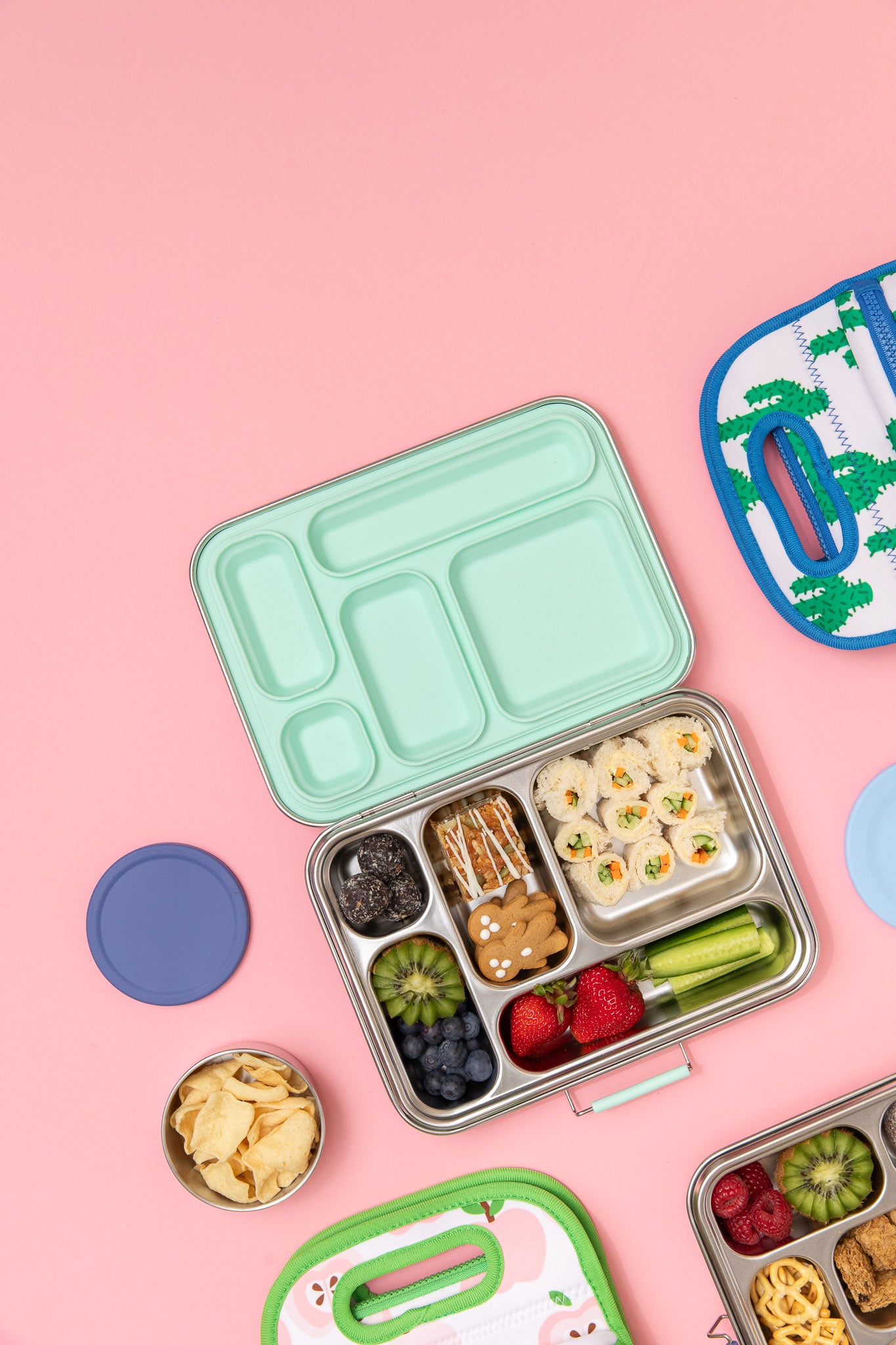 Five Compartment Leakproof Stainless Steel Lunchbox - Mint