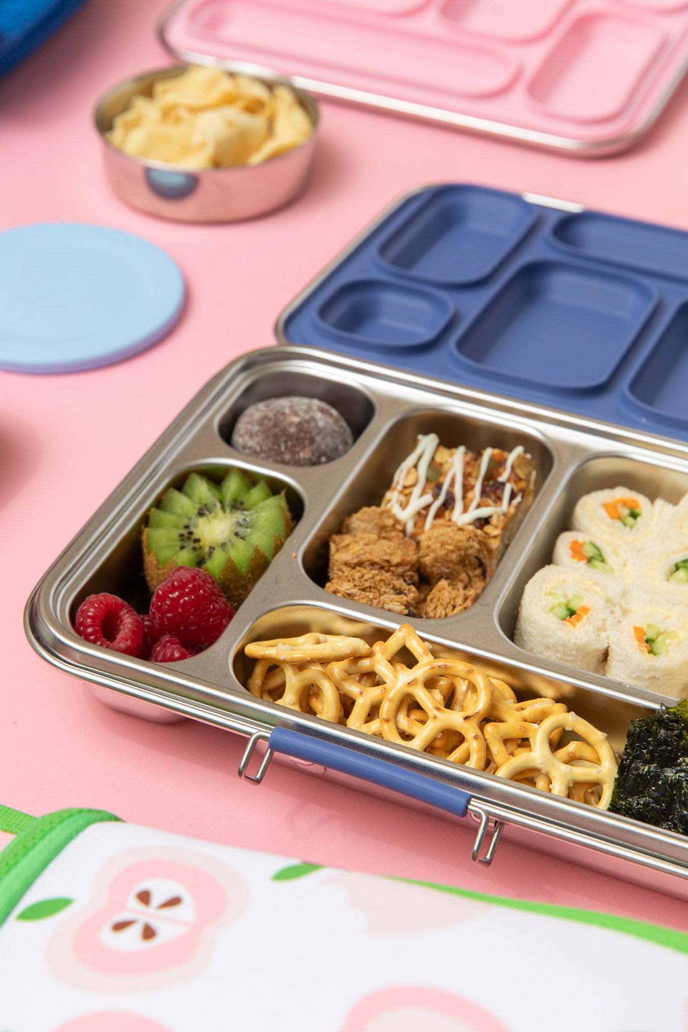 Five Compartment Leakproof Stainless Steel Lunchbox - Indigo