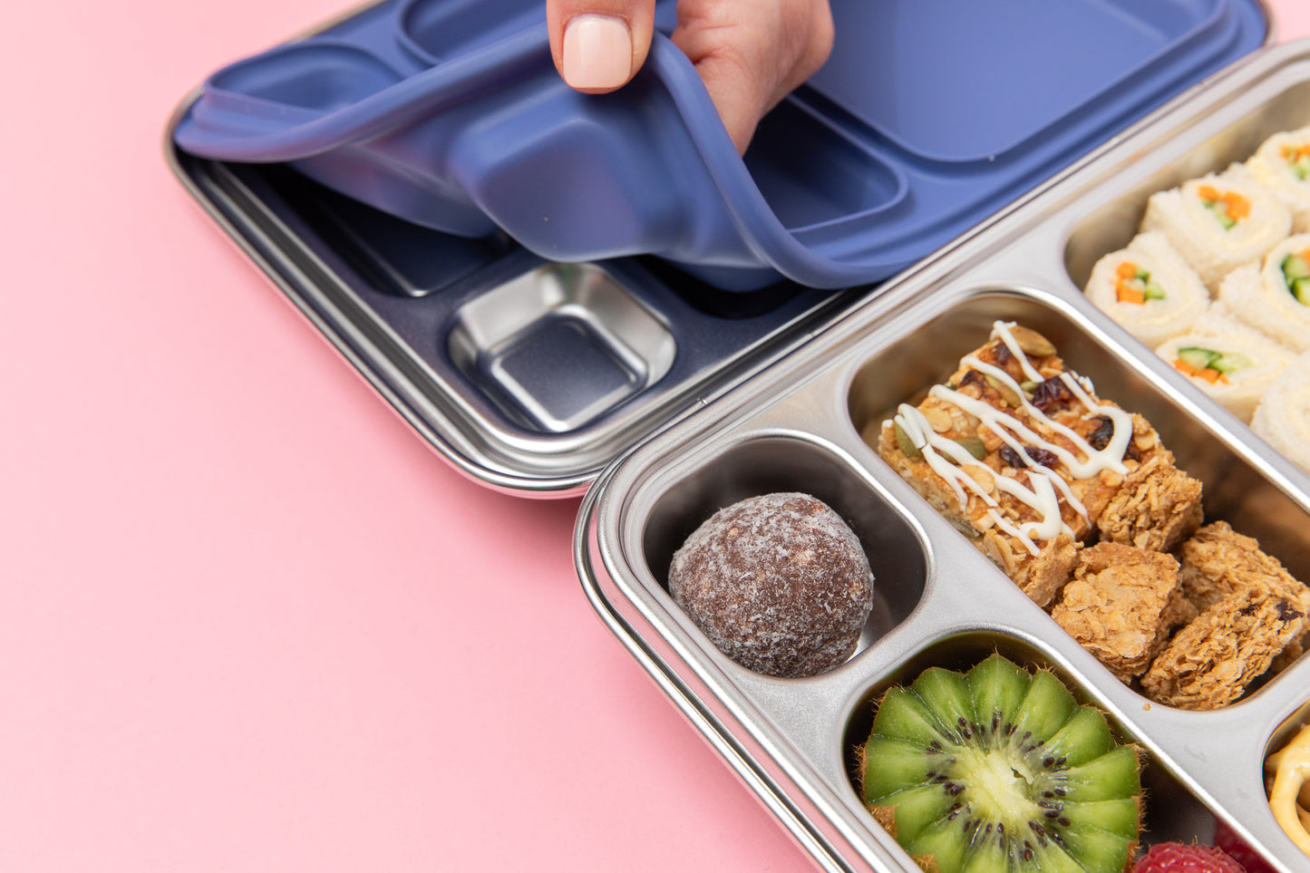 Five Compartment Leakproof Stainless Steel Lunchbox - Indigo