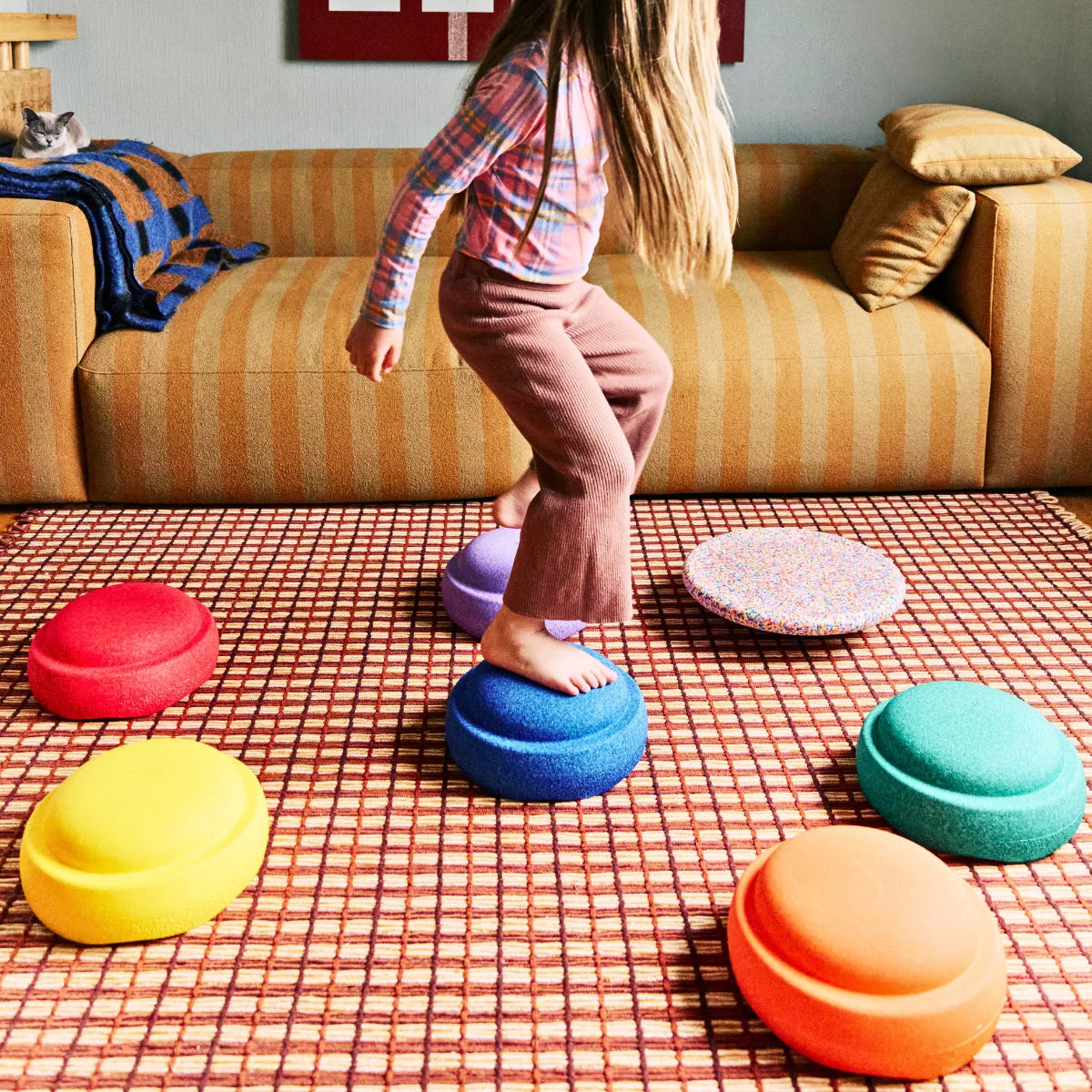 PRE ORDER - Stapelstein Balance Stepping Stones - Original set of 6 + Board - Rainbow Classic