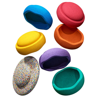 PRE ORDER - Stapelstein Balance Stepping Stones - Original set of 6 + Board - Rainbow Classic