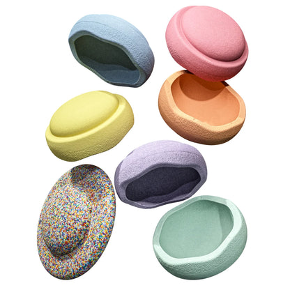PRE ORDER - Stapelstein Balance Stepping Stones - Original set of 6 + Board - Rainbow Pastel