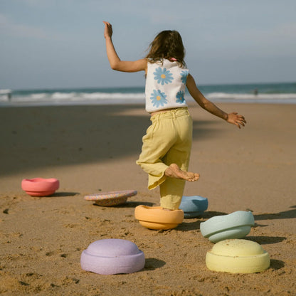 PRE ORDER - Stapelstein Balance Stepping Stones - Original set of 6 + Board - Rainbow Pastel
