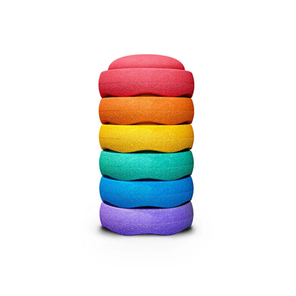 PRE ORDER - Stapelstein Balance Stepping Stones - Mini size, Set of 6, Rainbow Classic