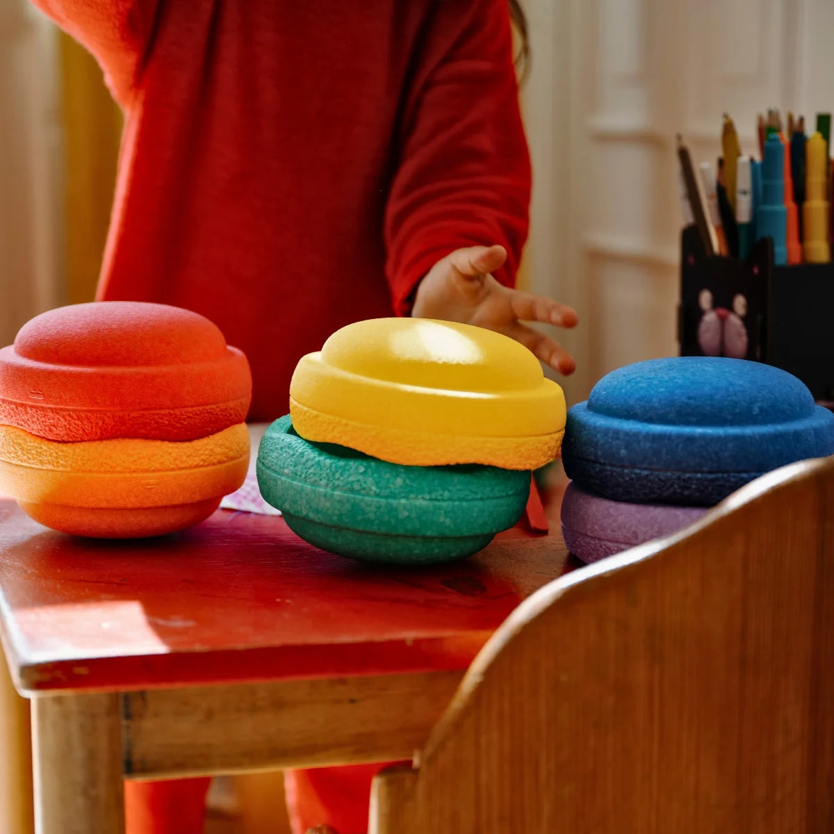 PRE ORDER - Stapelstein Balance Stepping Stones - Mini size, Set of 6, Rainbow Classic