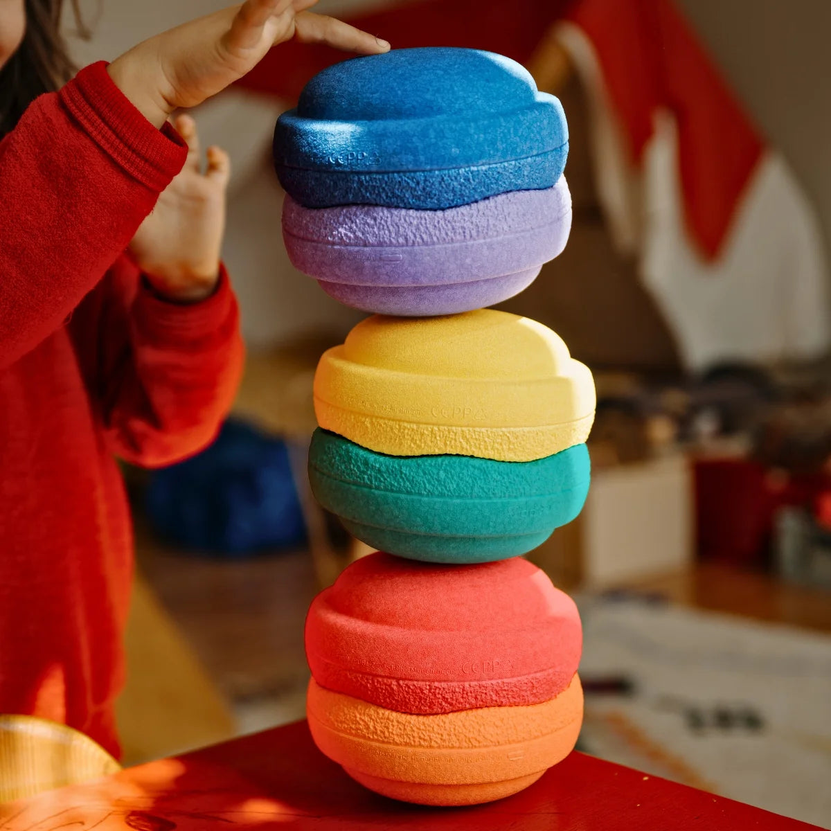 PRE ORDER - Stapelstein Balance Stepping Stones - Mini size, Set of 6, Rainbow Classic