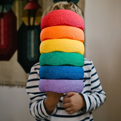 PRE ORDER - Stapelstein Balance Stepping Stones - Mini size, Set of 6, Rainbow Classic