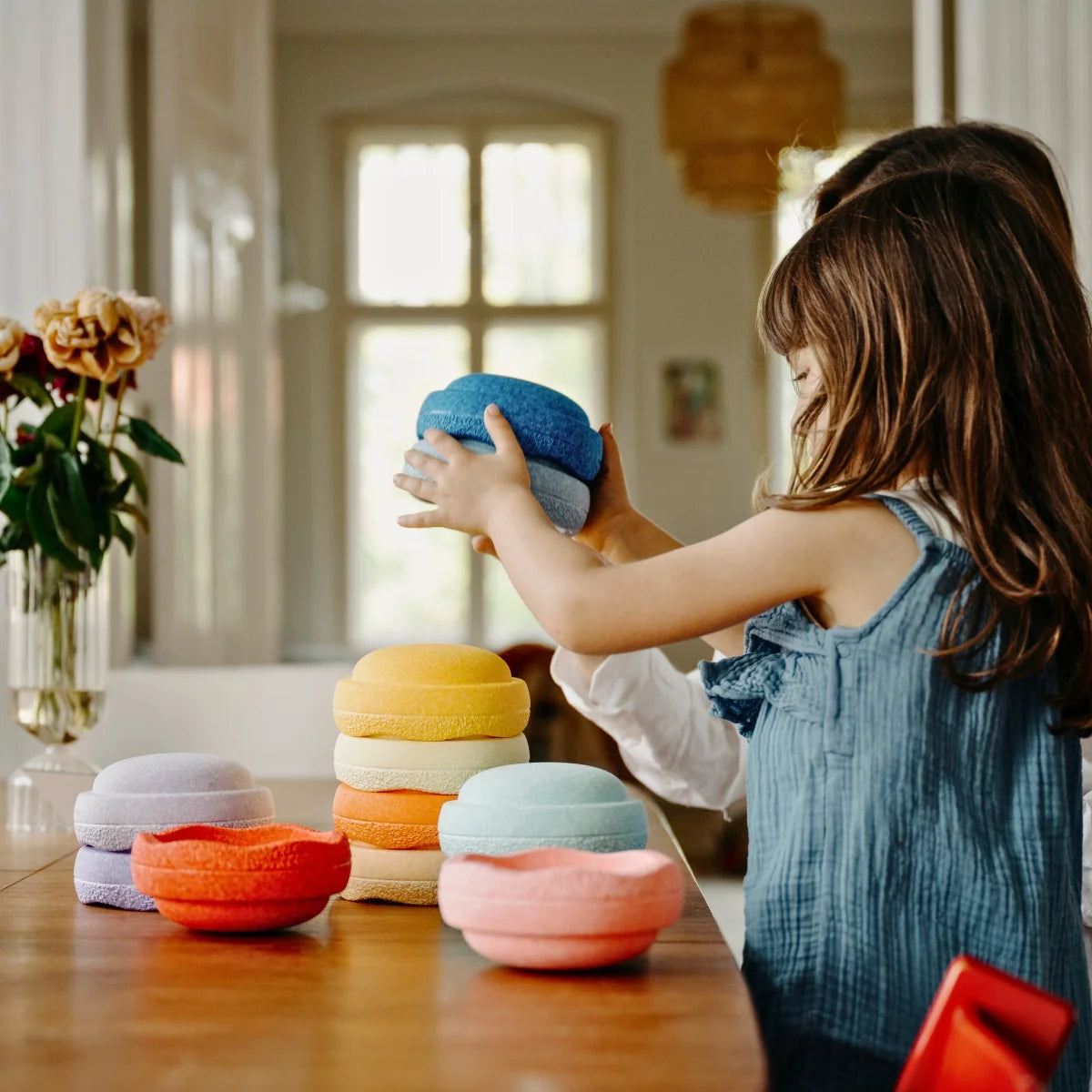 PRE ORDER - Stapelstein Balance Stepping Stones - Mini size, Set of 6, Rainbow Classic