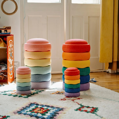 PRE ORDER - Stapelstein Balance Stepping Stones - Mini size, Set of 6, Rainbow Classic
