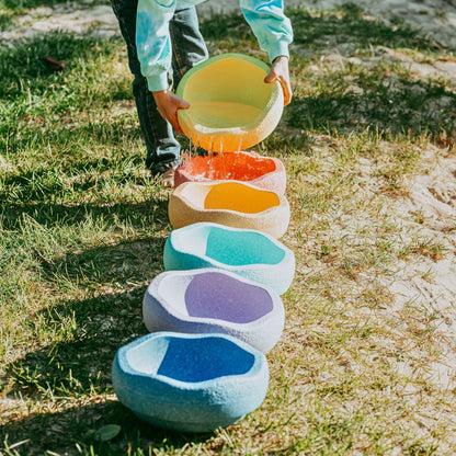 Stapelstein Balance Stepping Stones - Original size, Set of 6, Rainbow Pastel