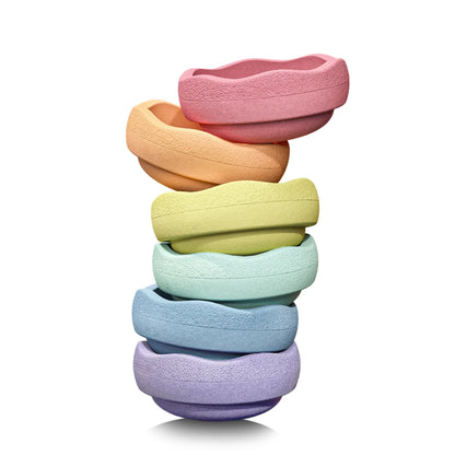 Stapelstein Balance Stepping Stones - Original size, Set of 6, Rainbow Pastel