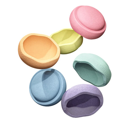 Stapelstein Balance Stepping Stones - Original size, Set of 6, Rainbow Pastel