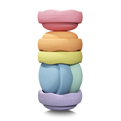 Stapelstein Balance Stepping Stones - Original size, Set of 6, Rainbow Pastel