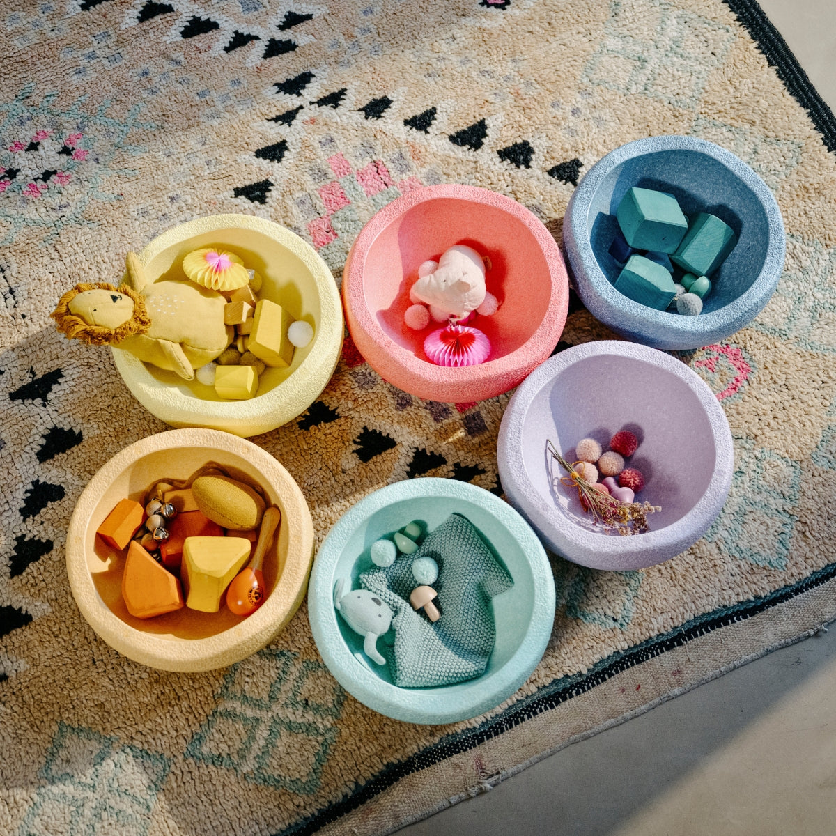 Stapelstein Balance Stepping Stones - Original size, Set of 6, Rainbow Pastel