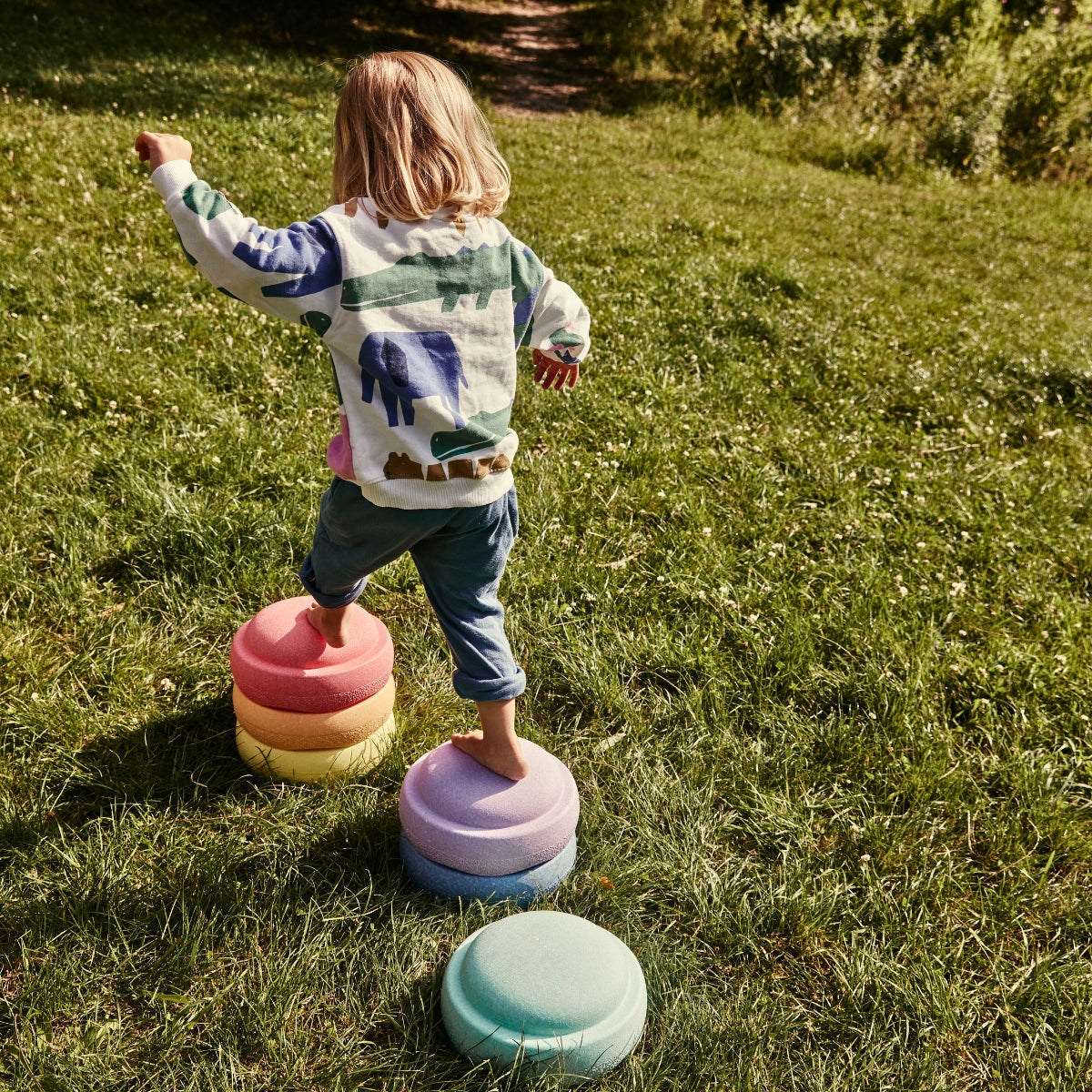 Stapelstein Balance Stepping Stones - Original size, Set of 6, Rainbow Pastel
