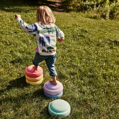 Stapelstein Balance Stepping Stones - Original size, Set of 6, Rainbow Pastel