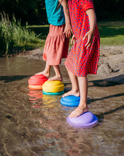 Stapelstein Balance Stepping Stones - Original size, Set of 6, Rainbow Classic