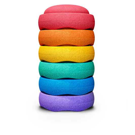 Stapelstein Balance Stepping Stones - Original size, Set of 6, Rainbow Classic