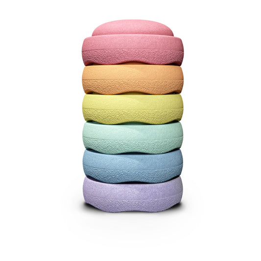 Stapelstein Balance Stepping Stones - Original size, Set of 6, Rainbow Pastel