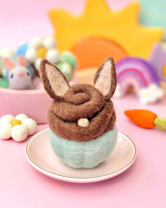 Felt Chocolate Easter Bunny Cupcake with Ears
