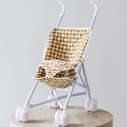 Folding Dolls Stroller - Mustard Gingham