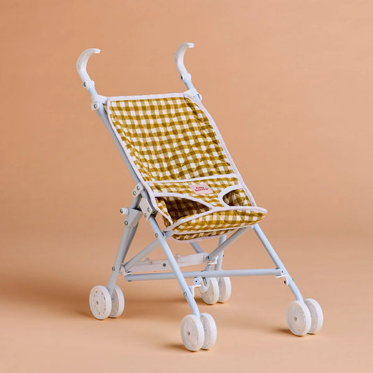 Folding Dolls Stroller - Mustard Gingham