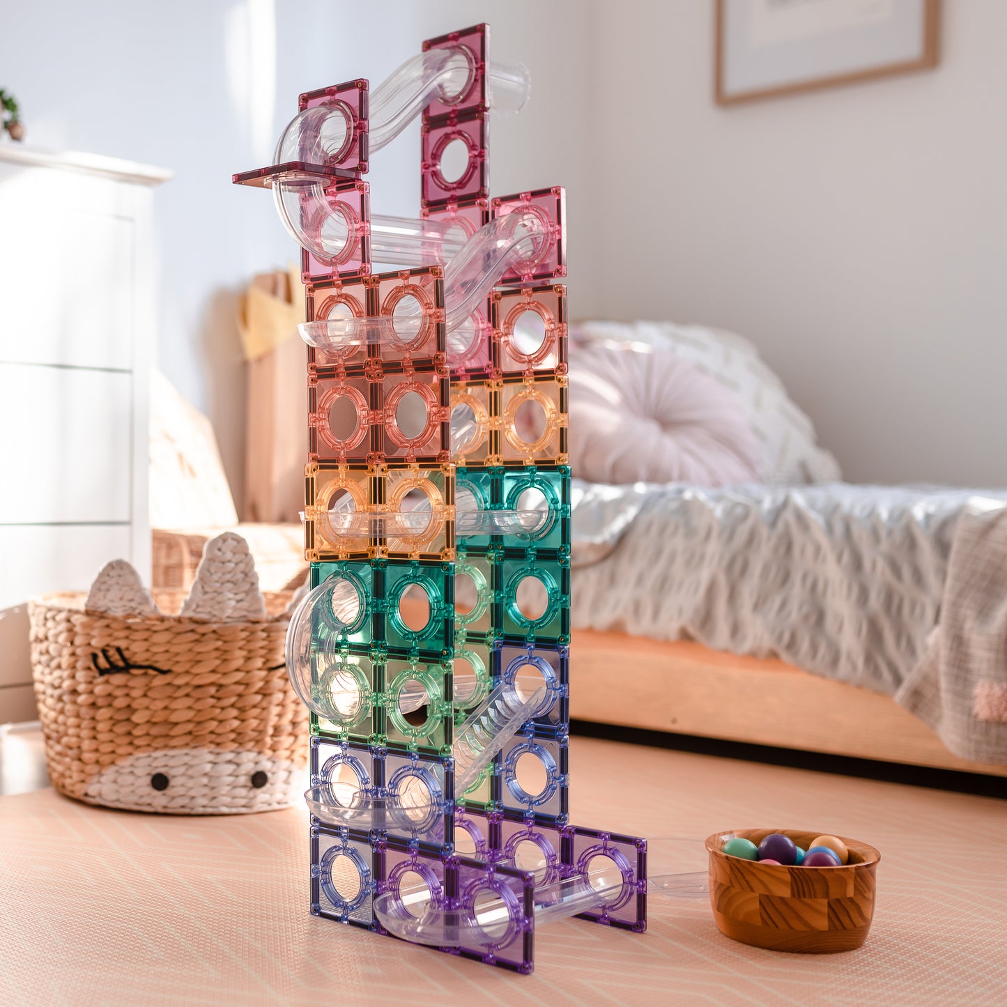 Magnetic Tiles - 106 pc Pastel Ball Run Pack