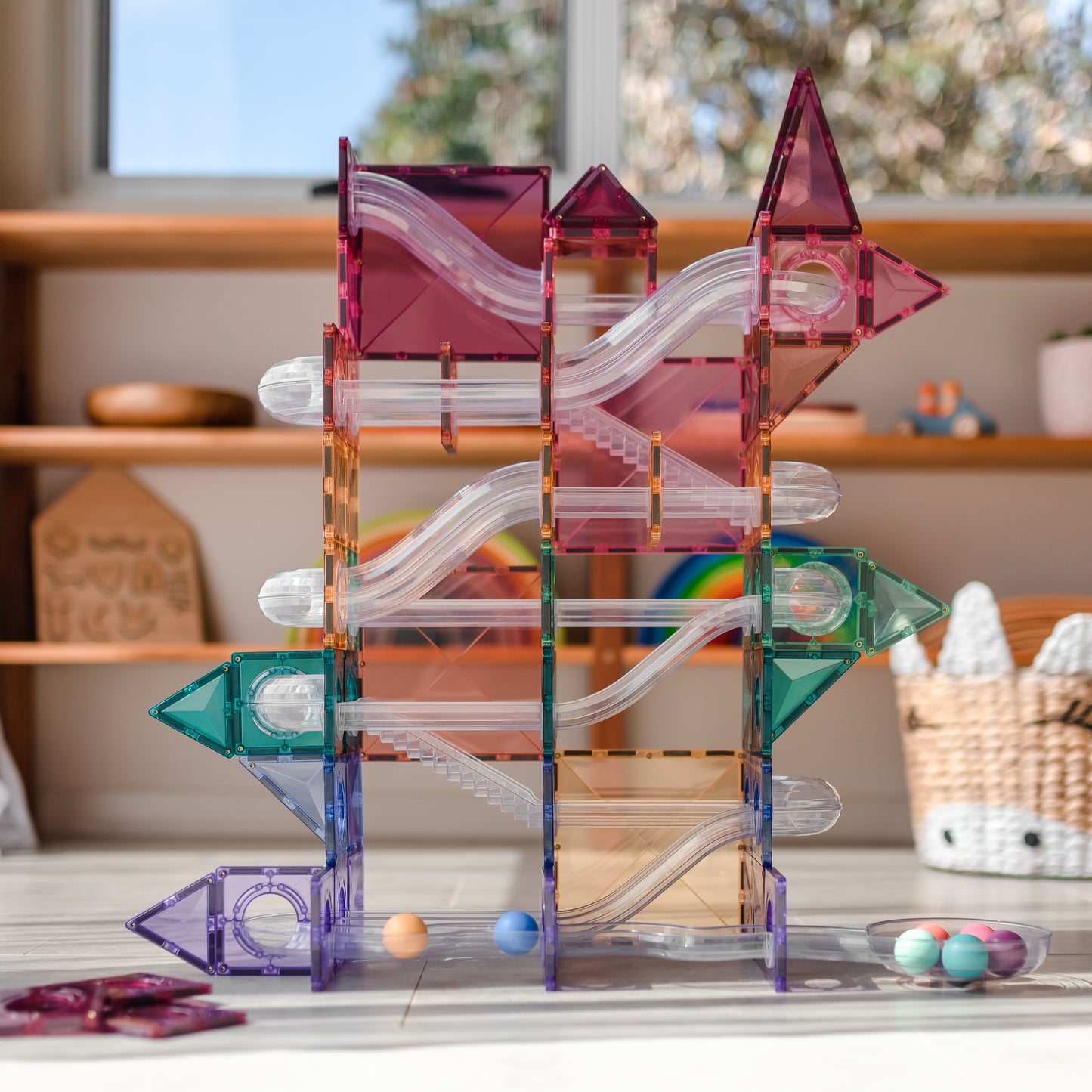 Magnetic Tiles - 106 pc Pastel Ball Run Pack