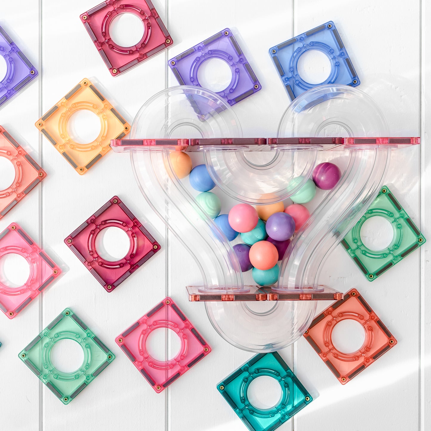 Magnetic Tiles - 106 pc Pastel Ball Run Pack