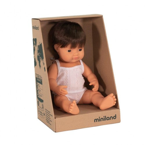 Miniland Doll 38cm Caucasian Brunette Hair - Boy