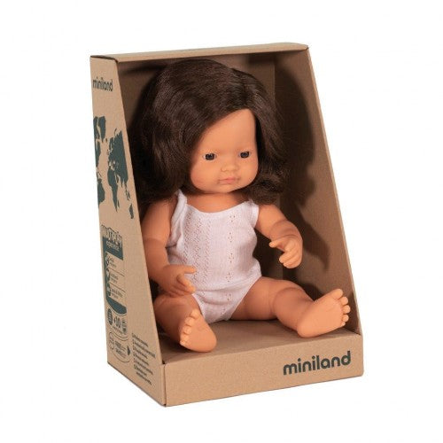 Miniland Doll 38cm Caucasian Brunette Hair - Girl