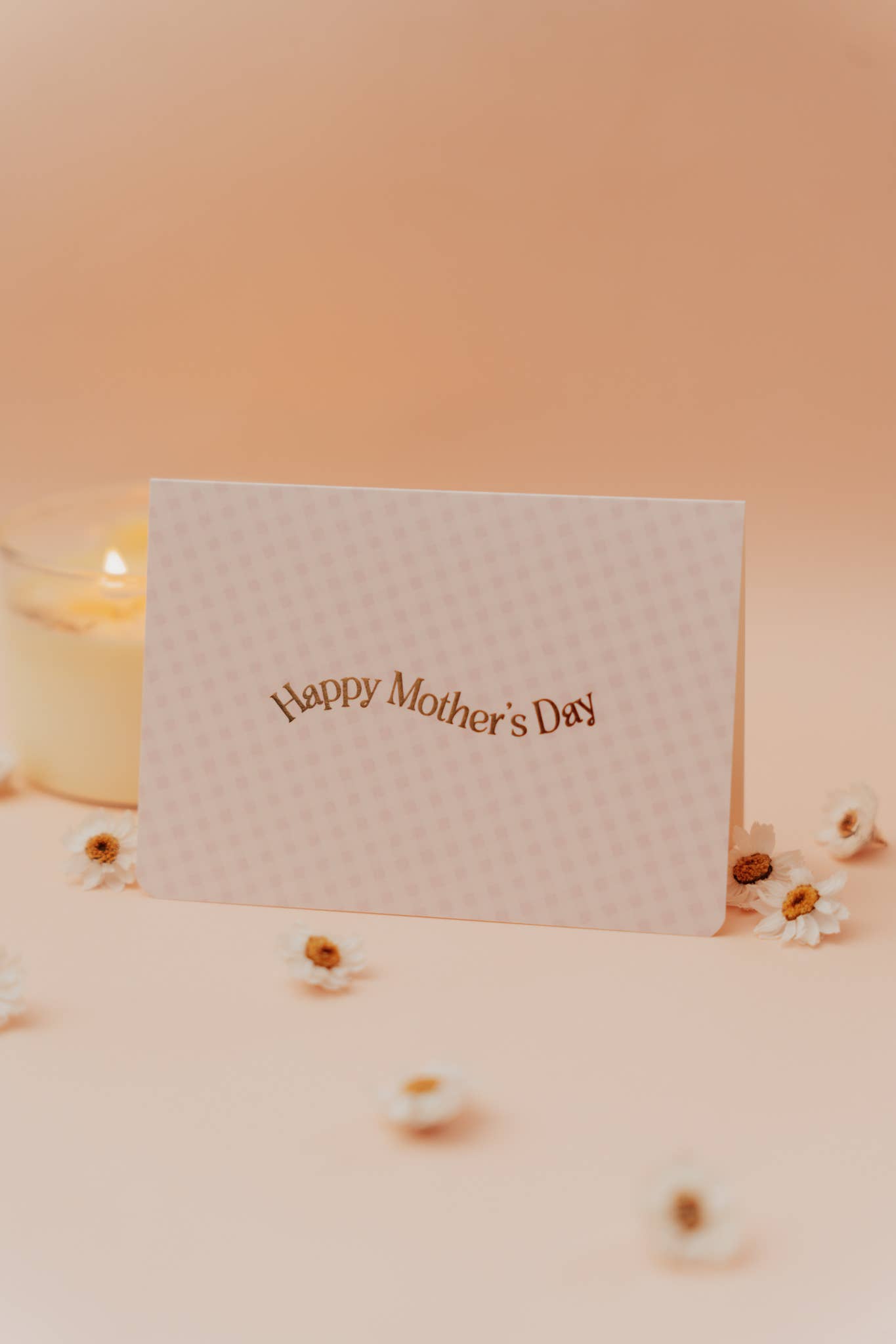 'Happy Mother's Day' Lilac Gingham Greeting Card