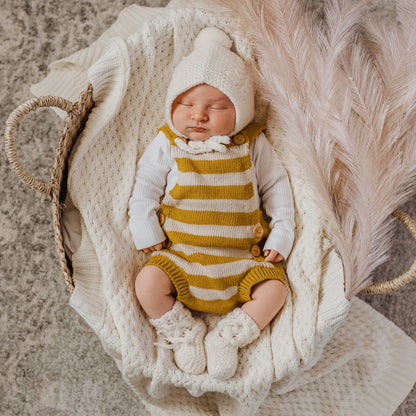 Wool Bonnet + Booties - Ivory