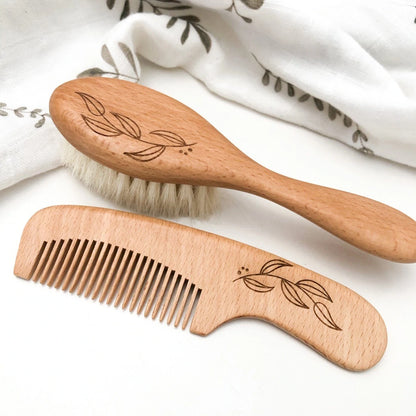 Wooden Hairbrush + Comb Set - Baby